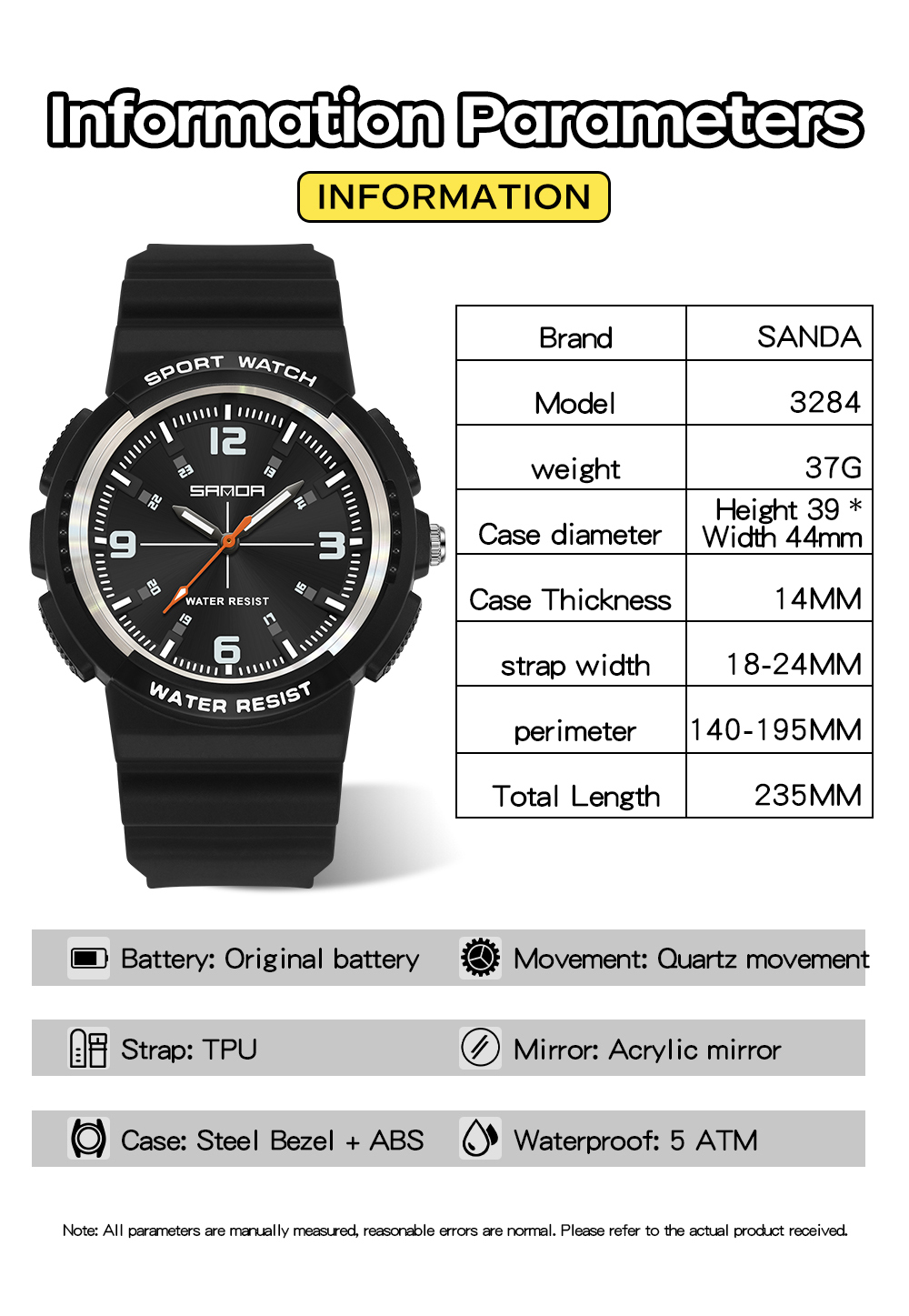 Reloj de Cuarzo SANDA Nuevo 32 - Rubber Strap Diver reseña y precio